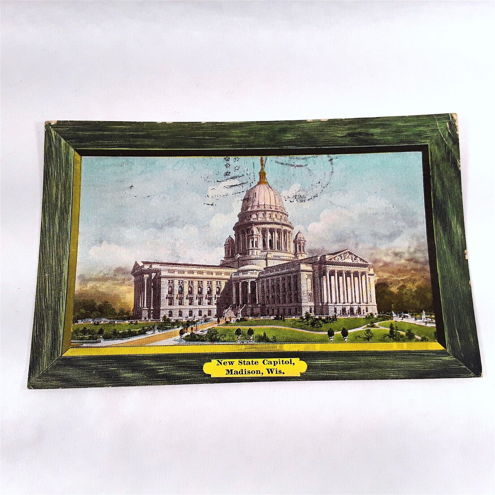 Madison Wisconsin -New State Capitol Building- Frame Border Postcard Posted 1908