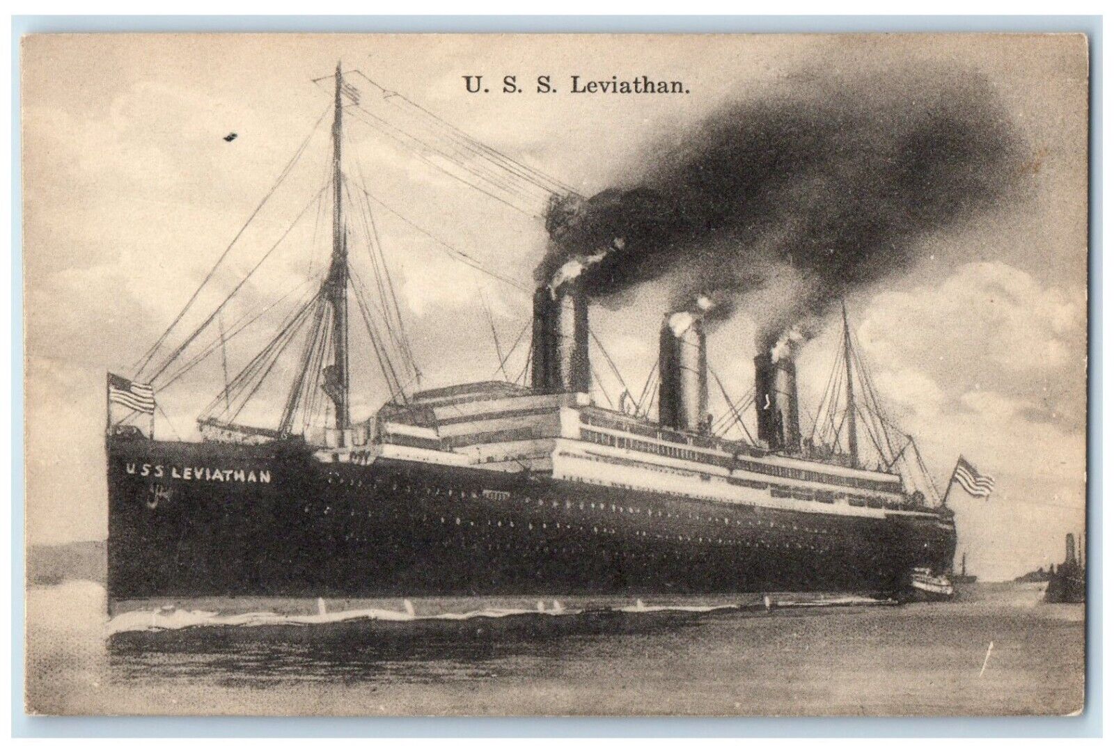 c1910's USS Leviathan Steamer Ship Scene Unposted Antique Postcard