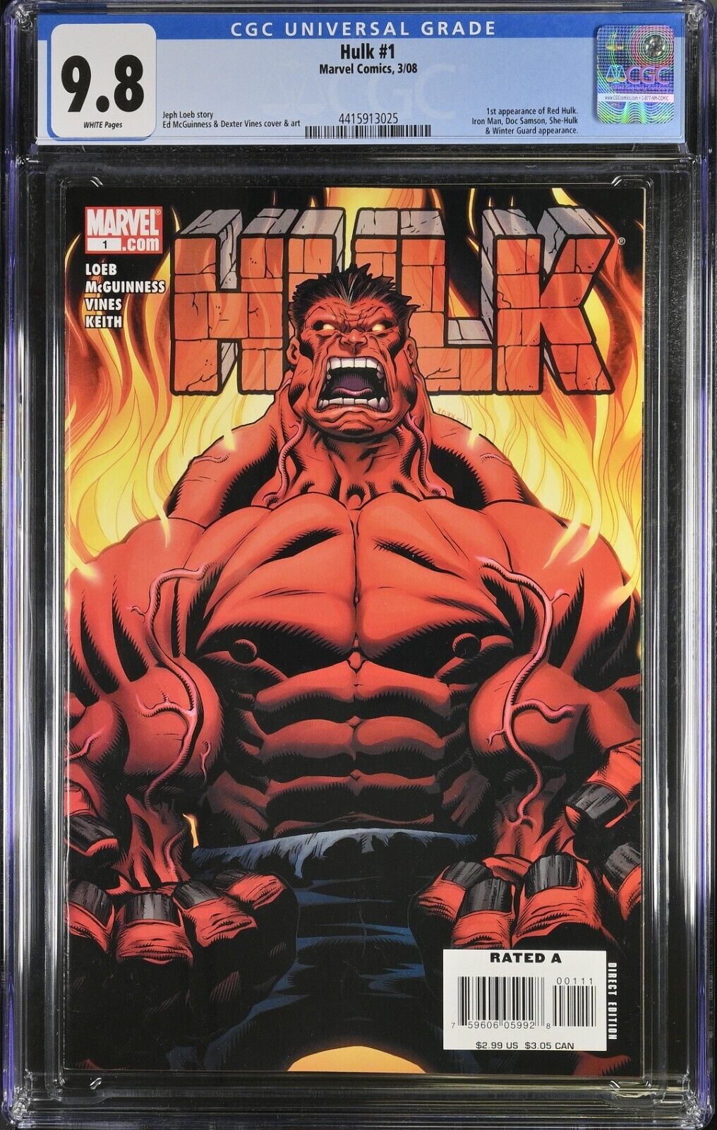 Hulk #1 (2008) CGC 9.8 NM/MT — 1st Appearance of Red Hulk — Loeb McGuinness
