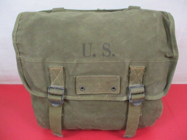 WWII US Army M1936 Canvas Musette Bag or Pack Khaki Color - Dtd 1945 - NICE #1