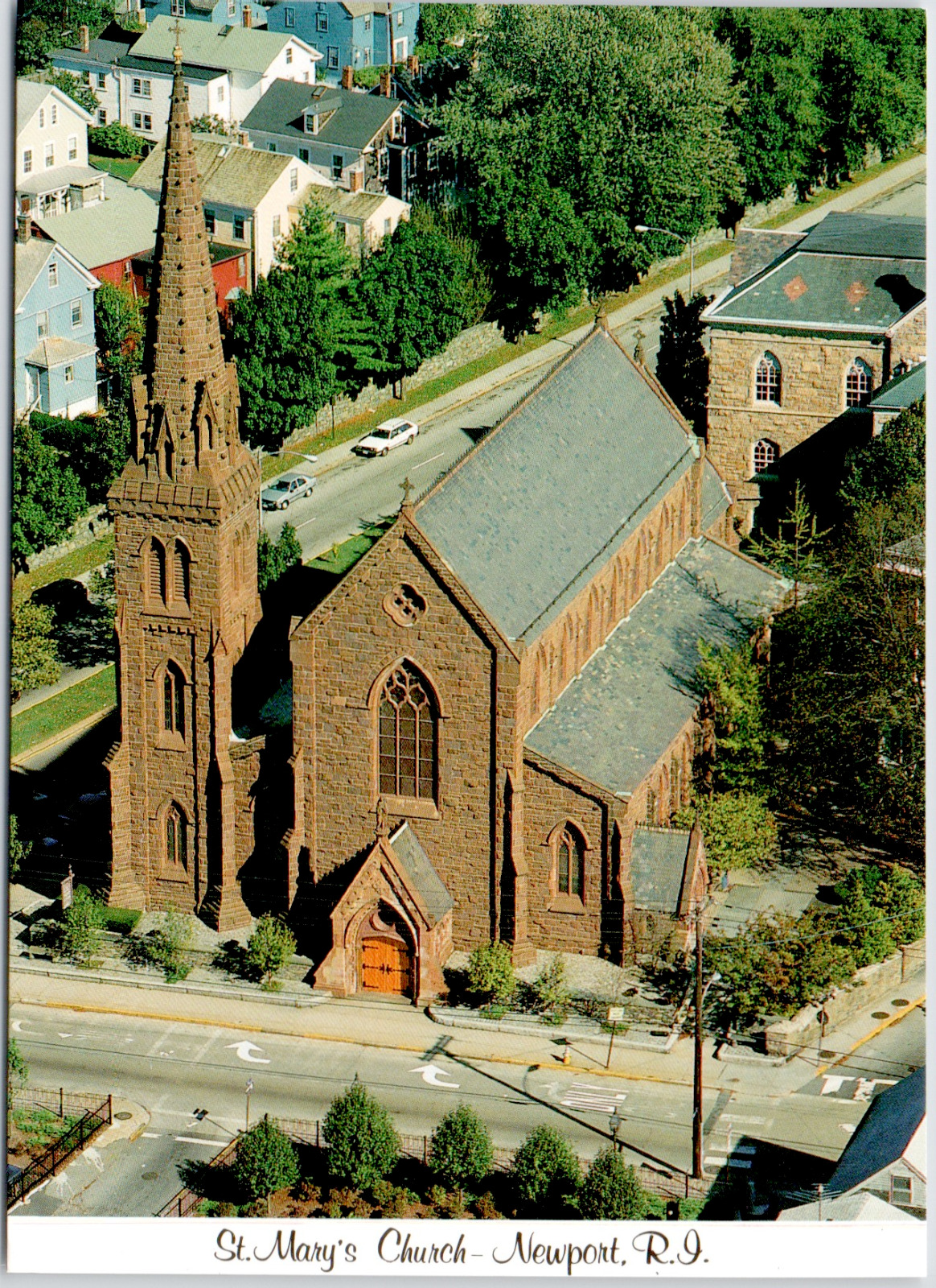 Saint Marys Church Newport Rhode Island Spring Street Gothic Vintage Postcard