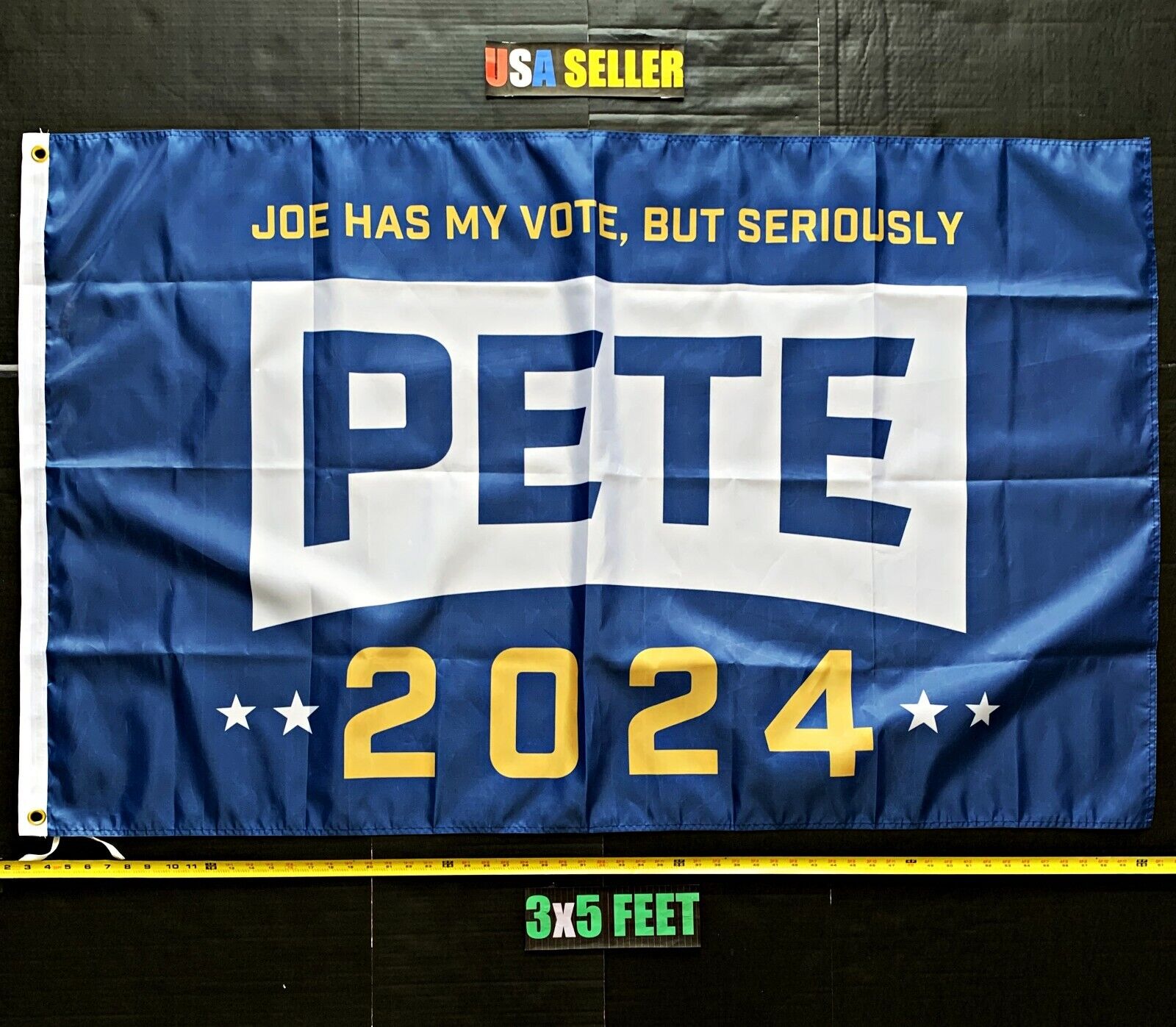 Pete Buttigieg Flag *FREE FIRST CLASS SHIP* White Blue Gay LGBT 2024 Sign 3x5\'