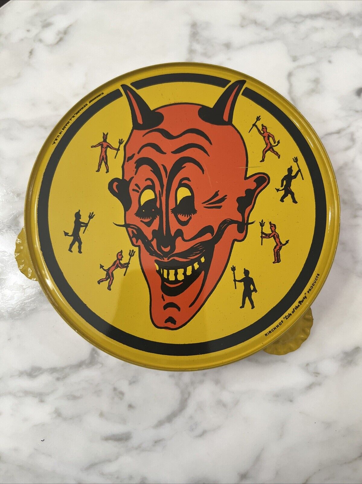 Vintage Kirchhof Halloween Devil Litho Tambourine Noise Maker