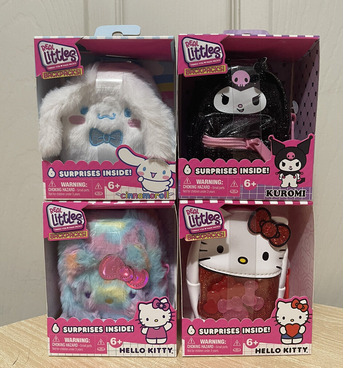 2023 Real Littles Hello Kitty Mini Backpacks Cinnamoroll Kuromi Sanrio Set Of 4