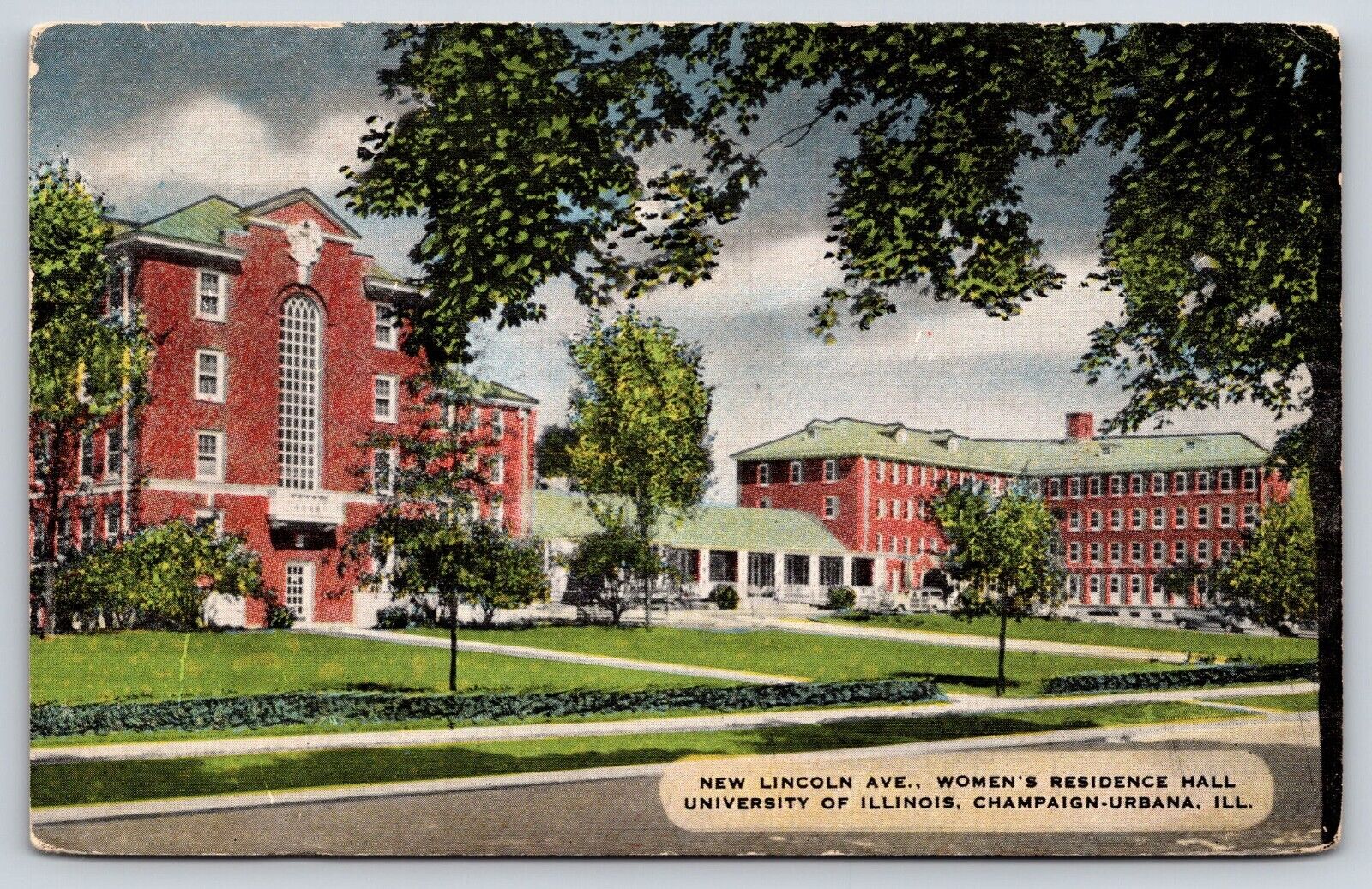 Original Old Vintage Postcard University Of Illinois Women\'s Hall Champaign, IL