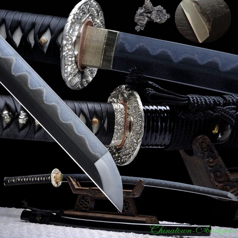Handmade TAMAHAGANE Steel Clay Tempered Japanese Katana Samurai Sword Sharp#1274