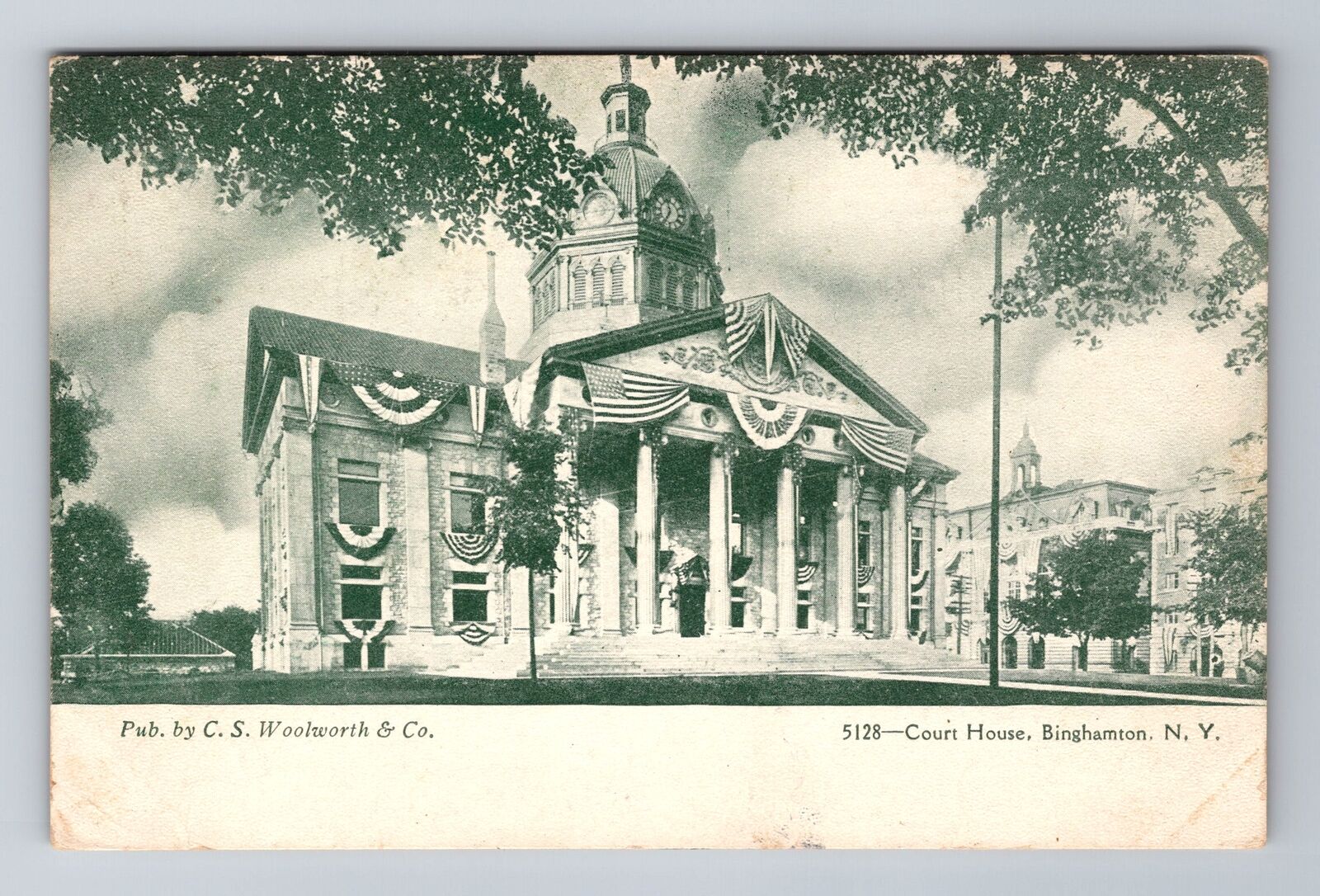Binghamton NY-New York, Court House, Antique Vintage Souvenir Postcard