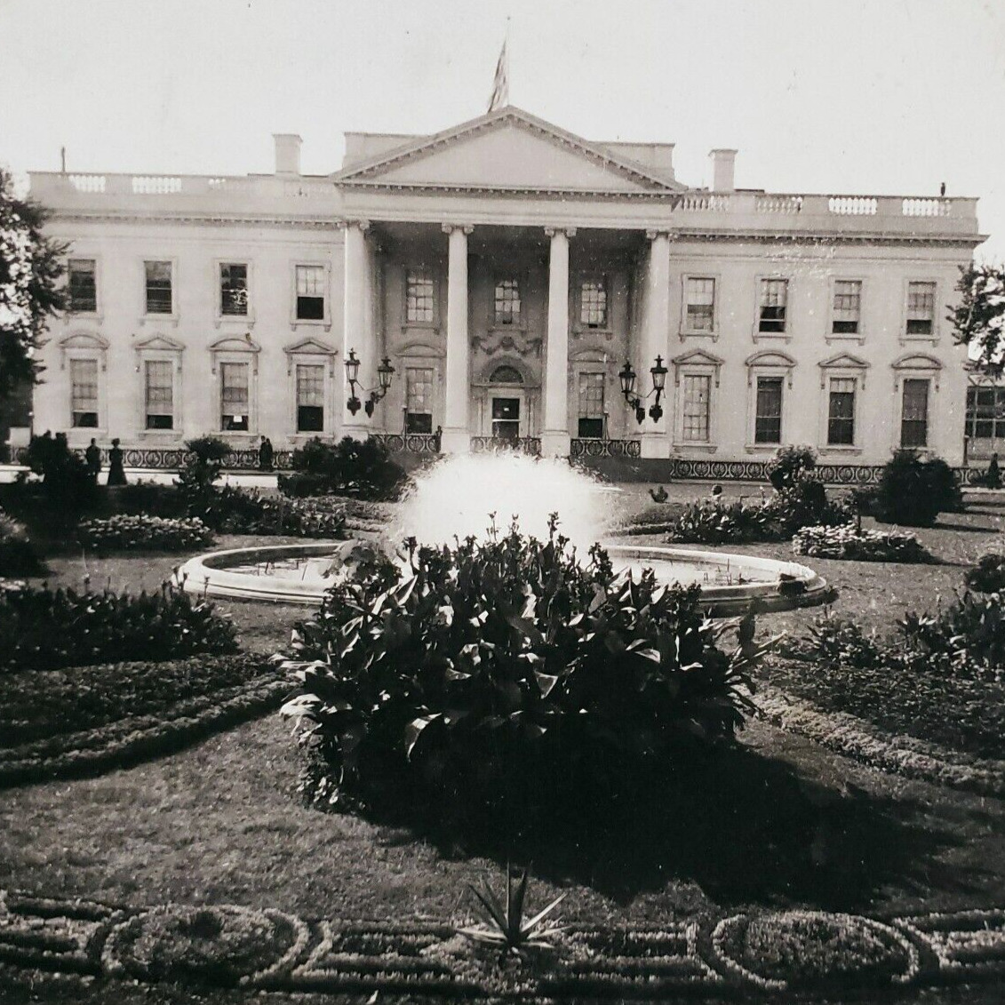 Washington DC White House Grounds Fountain Garden 1898 Singley Stereoview G343
