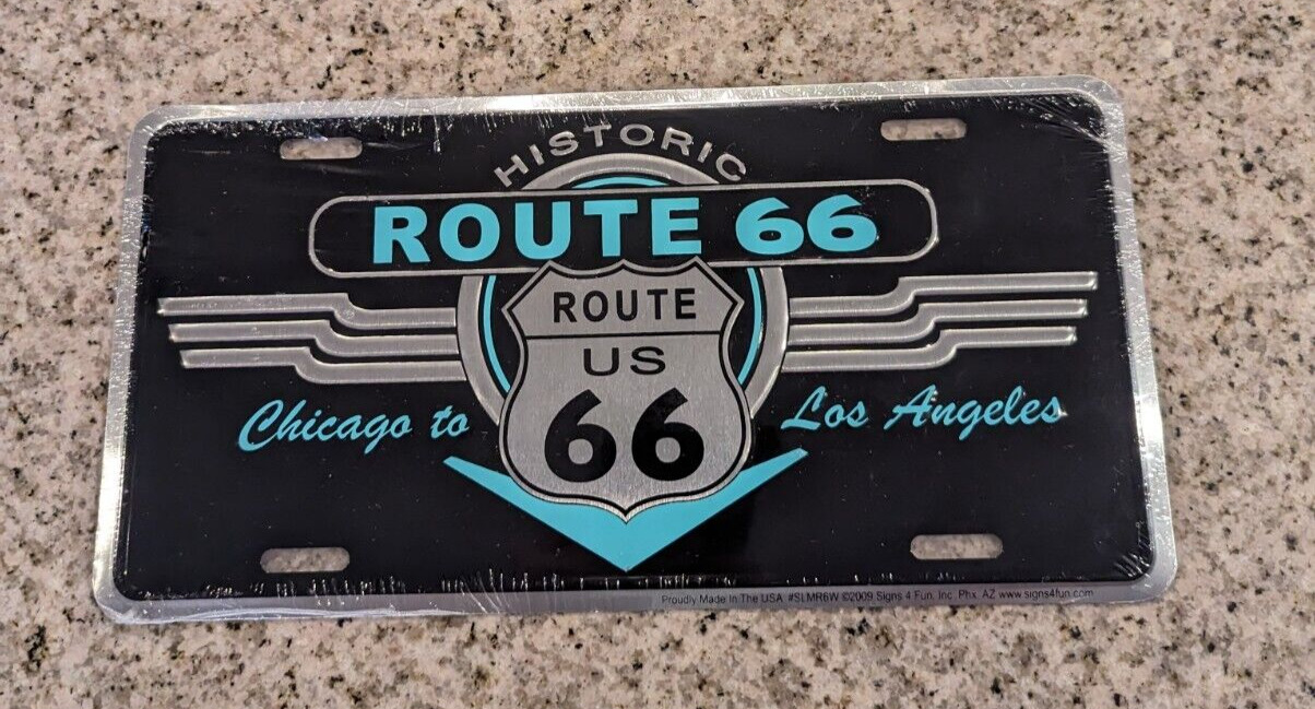Signs 4 Fun Historic Route 66 Black Deco 1950s Diner Style License Plate