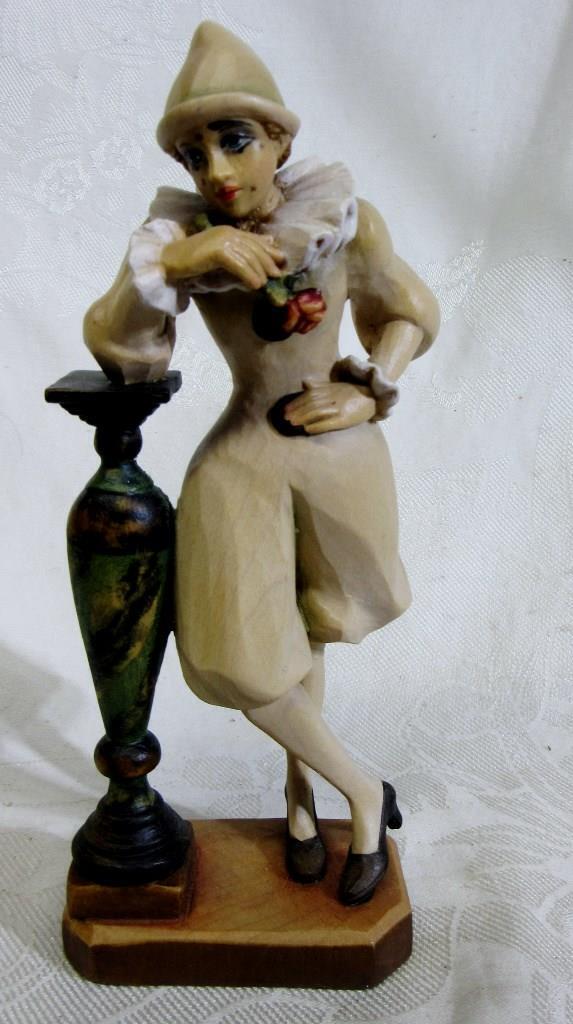 ANRI Carved WOOD HARLEQUIN, CLOWN Figure, Sgnd MIRA FUJITA Lt\'d  319/1500