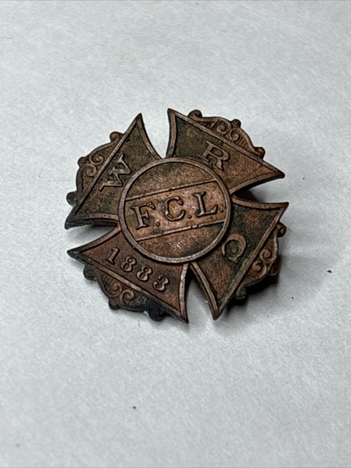 1883 WRC FCL LAPEL STUD Post Civil War Era Military Pin Uniform