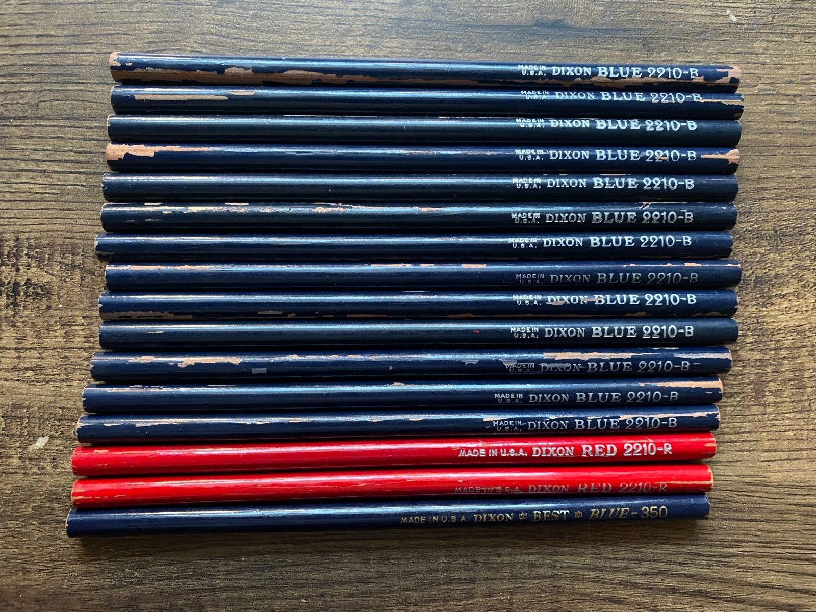 Dixon Pencils Lot of 16 - Blue 9910-B - 2210-B - 2210-R - 350