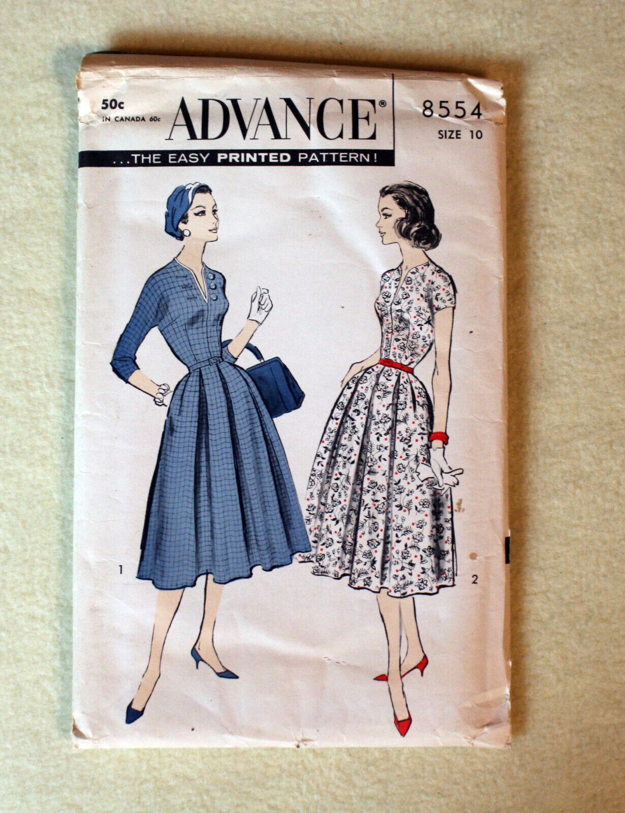 vintage ADVANCE Sew Easy Pattern 8554 DAYTIME DRESS Size 10