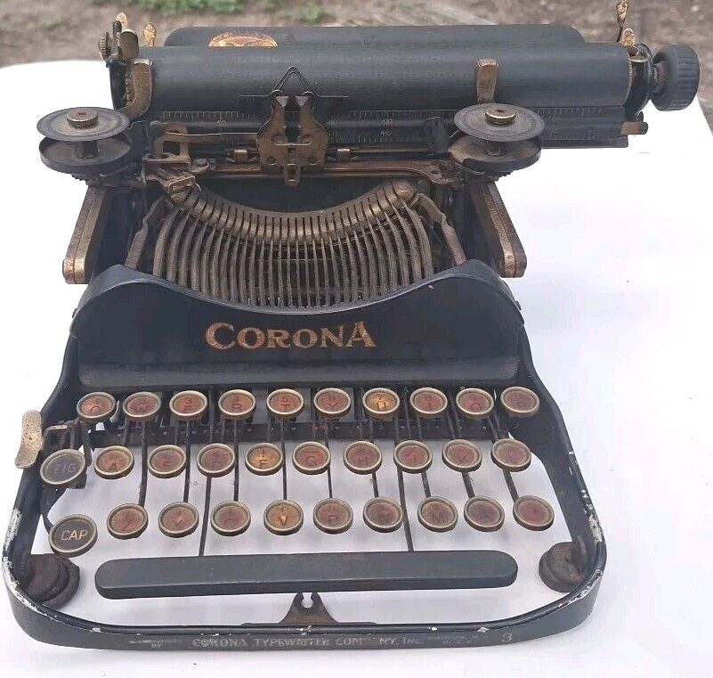 Antique 1917 Corona Folding Model 3 Typewriter USA Houston Texas 