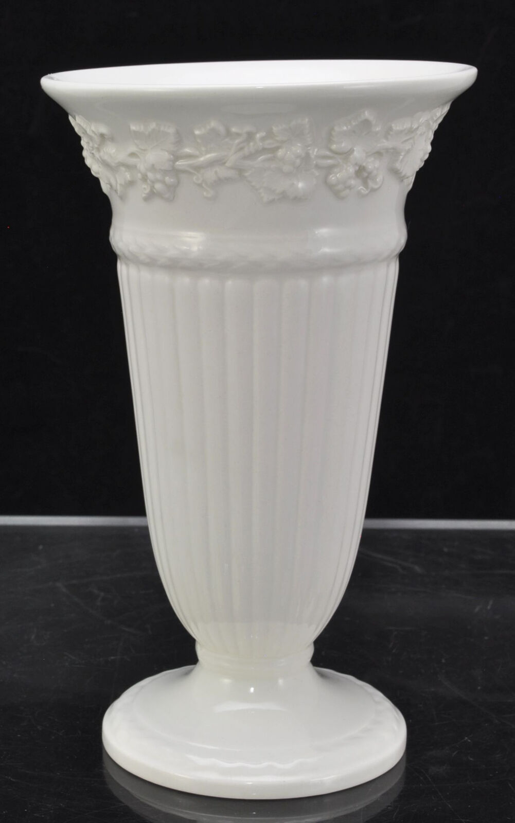 Vintage Wedgwood Queensware Embossed Grapevine Cream on Cream Footed Vase