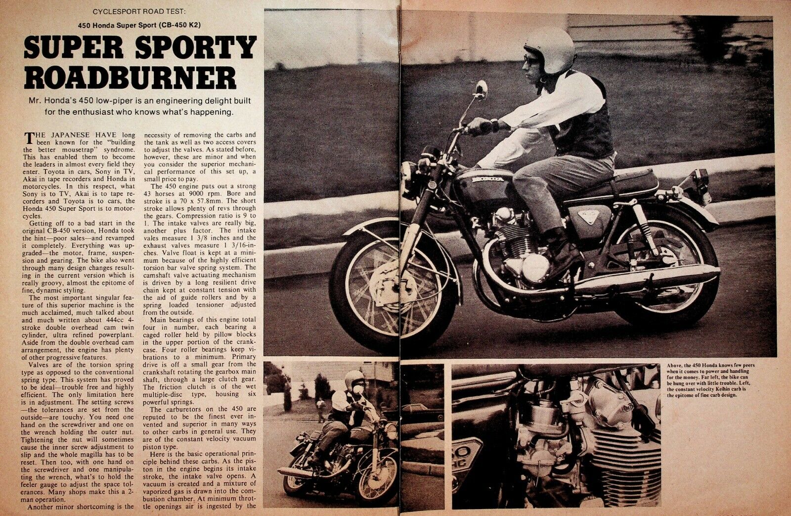 1970 Honda 450 Super Sport CB-450 K2 - 5-Page Vintage Motorcycle Test Article