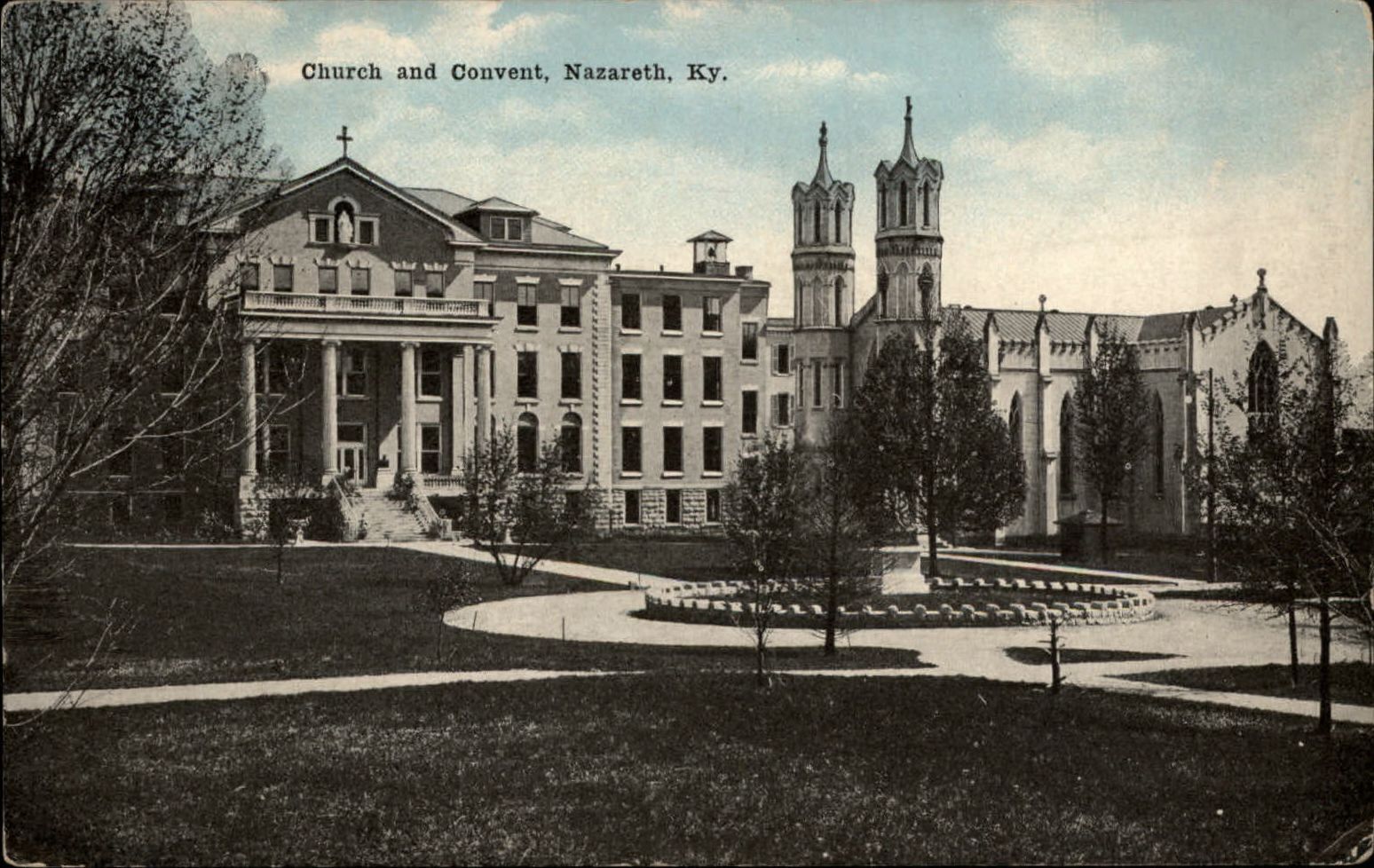 Kentucky Nazareth Church and Convent cross ~ postcard  sku499