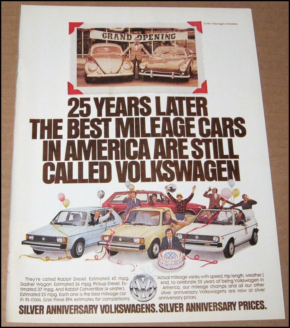 1981 Volkswagen Print Ad Car Auto Advertisement Frank Gifford Fleischmann\'s Mrs.
