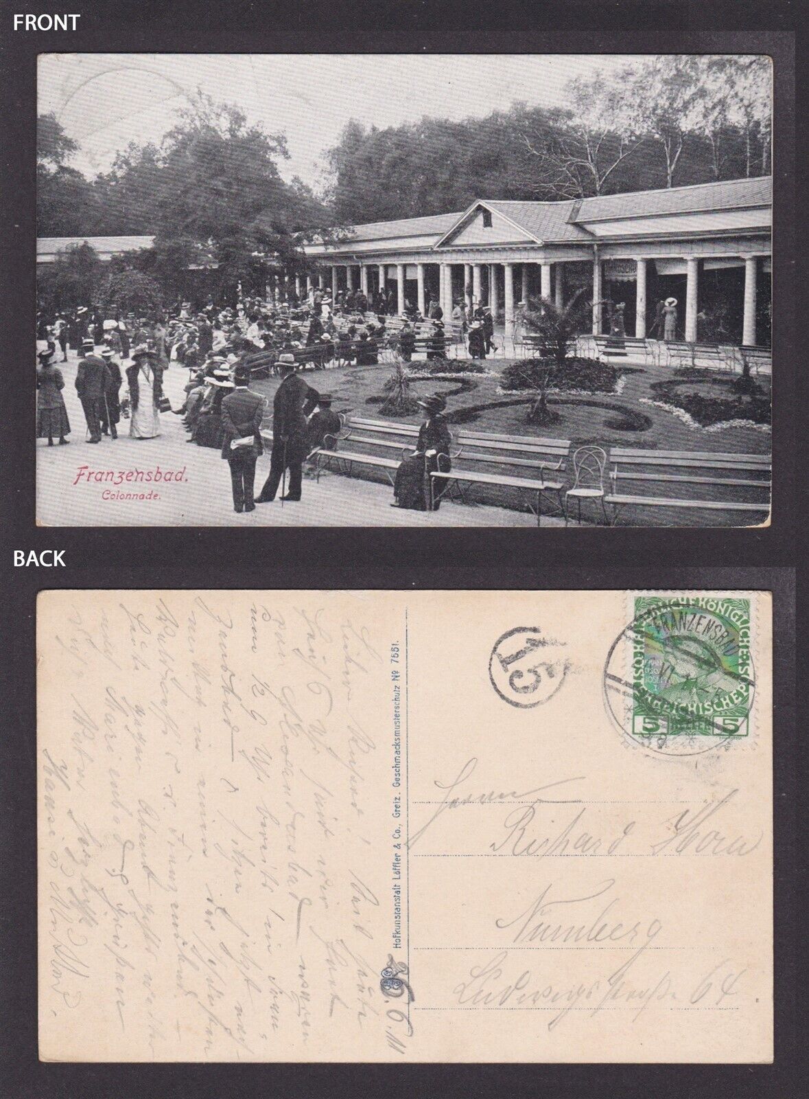AUSTRIA CZECHIA 1911, Vintage postcard, Franzensbad, Františkovy Lázne 