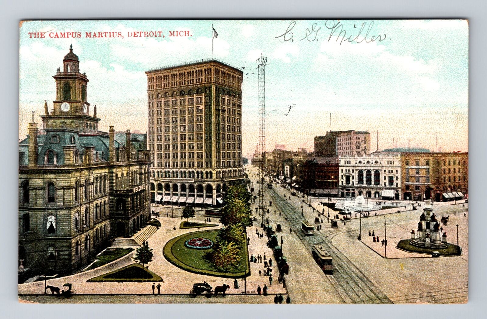 Detroit MI-Michigan, The Campus Martius, Advertisement, Vintage c1907 Postcard