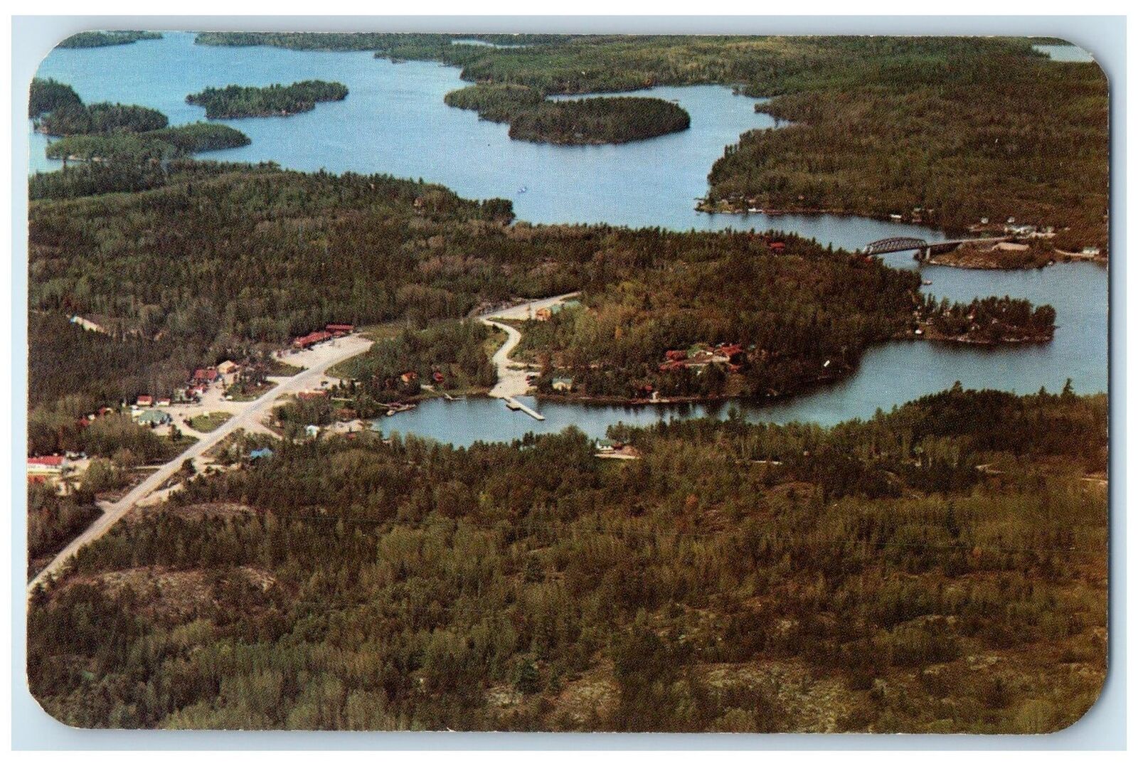 c1960\'s Aerial View Of Sioux Narrows Fort Francis And Kenora Ontario CA Postcard