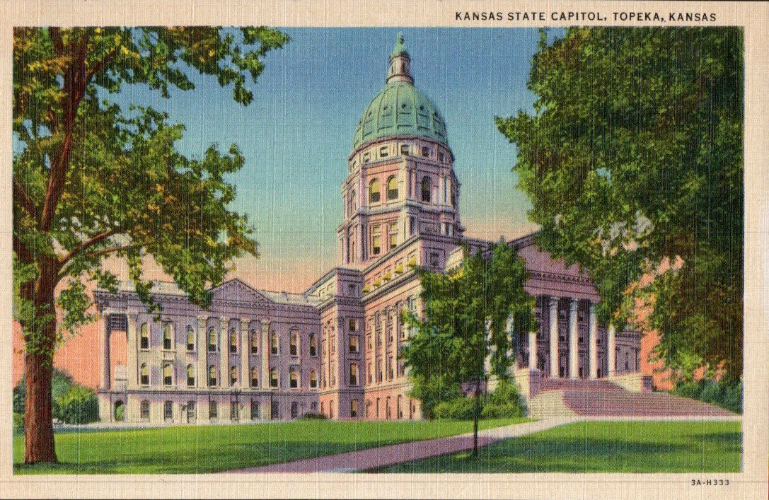 Topeka, Kansas KS, State Capitol, Linen Postcard A1