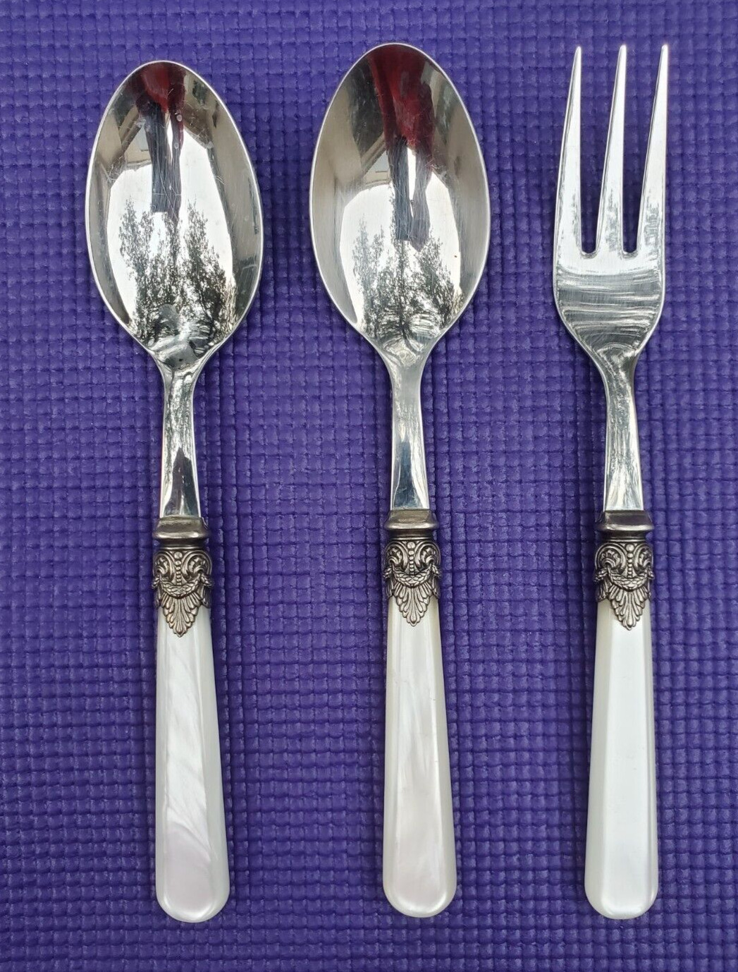 EME 18/10 STAINLESS NAPOLEON PEARL-IVORY 2SERVING SPOON2 & SERVING FORK