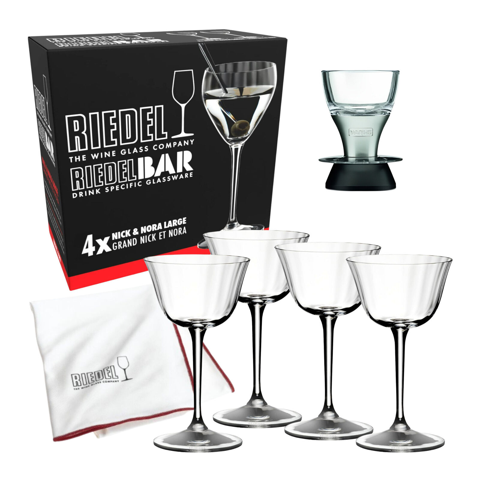 Riedel Specific Sour Optic Glassware 4-Pack with Polishing Cloth Bundle