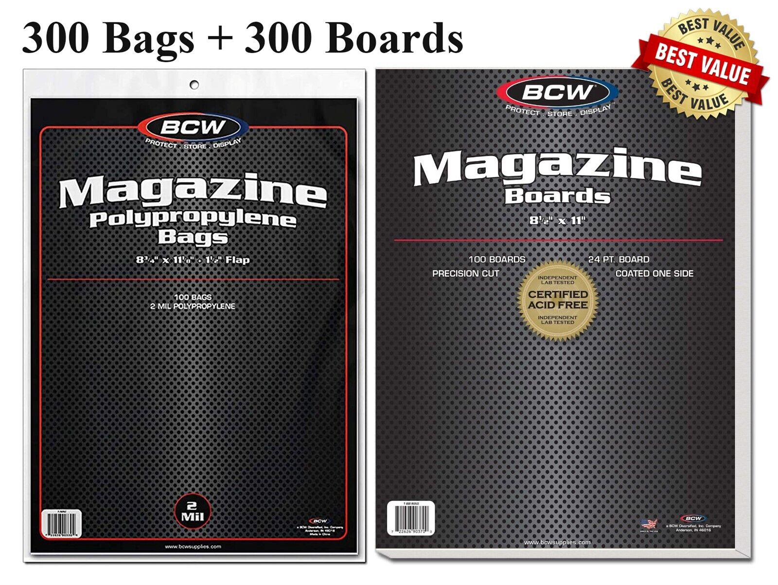 300 BCW Magazine Bags & Boards Archival Best Comic Storage Acid Free Long Term