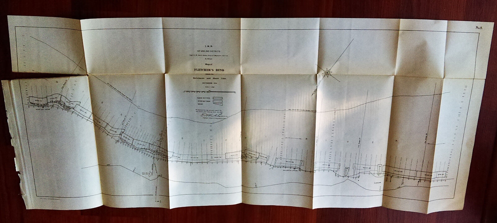 1904 I.M.R. Fletcher's Bend Revetment and Shore Line Luxora Wolverton MS Map