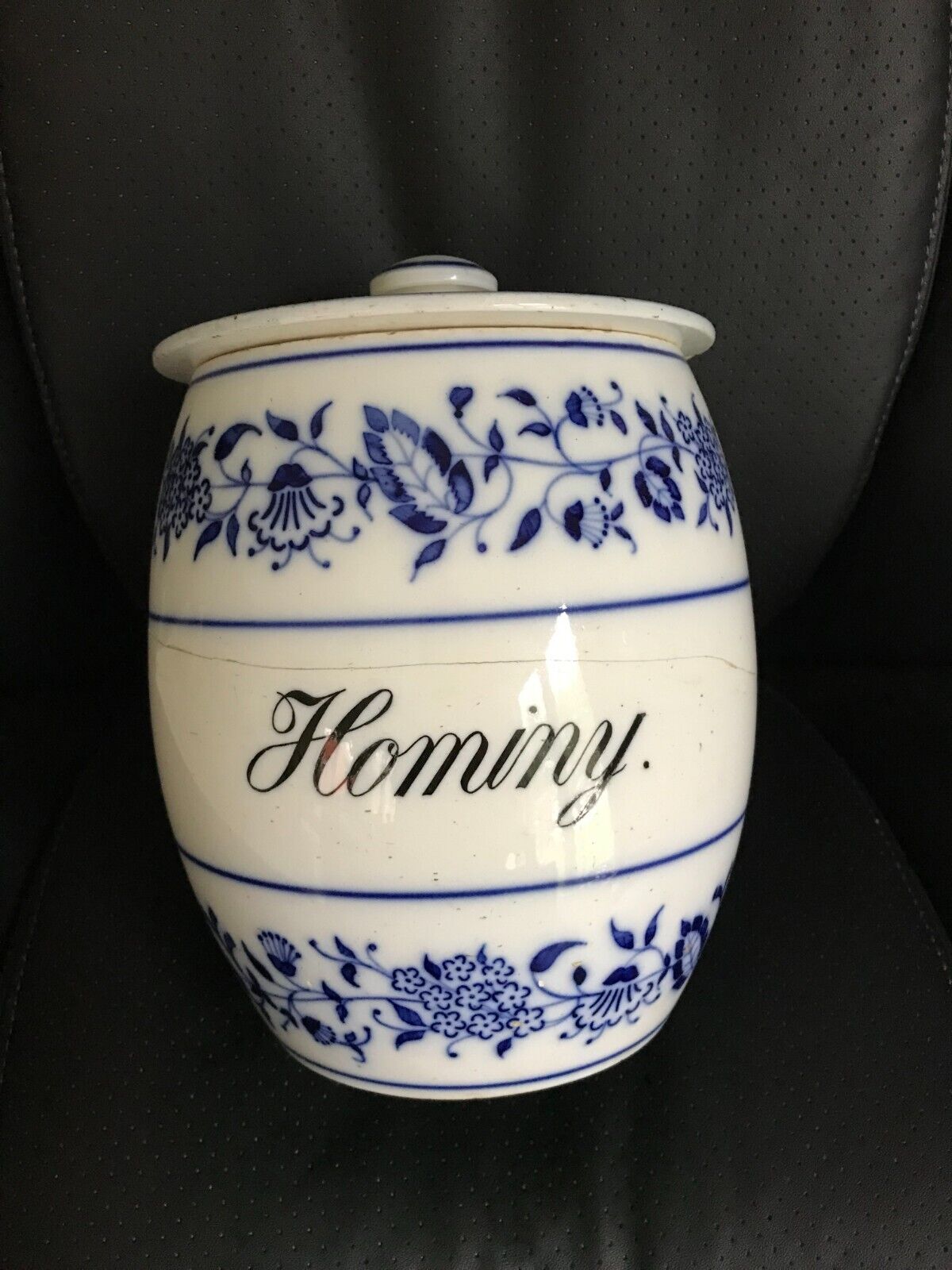 Hard to Find: Antique Blue Onion Hominy Spice Jar, AS IS - Ex K