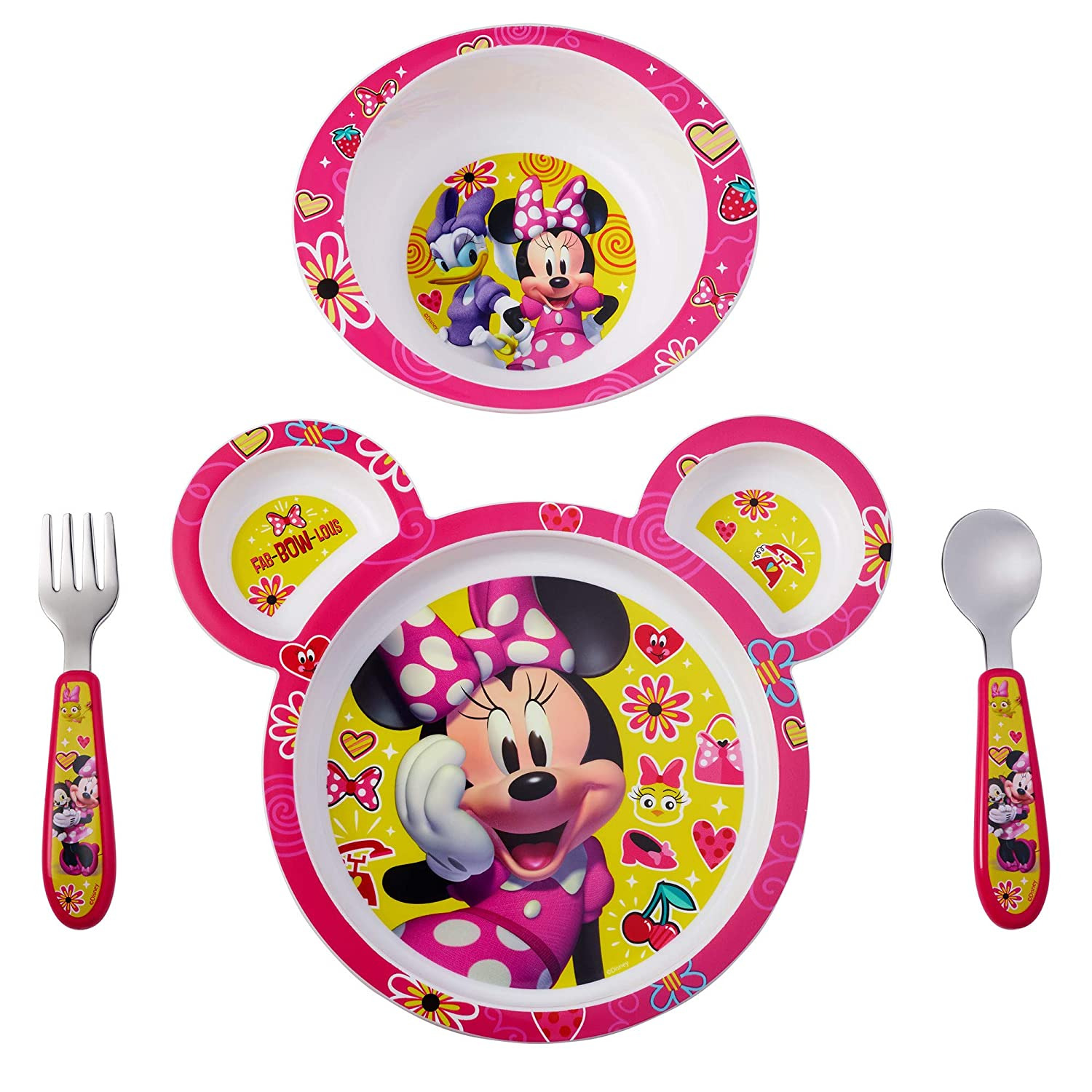 Set De Vajilla De Disney Minnie Mouse Platos Y Cubiertos Para Niños Pequeños 4Pc