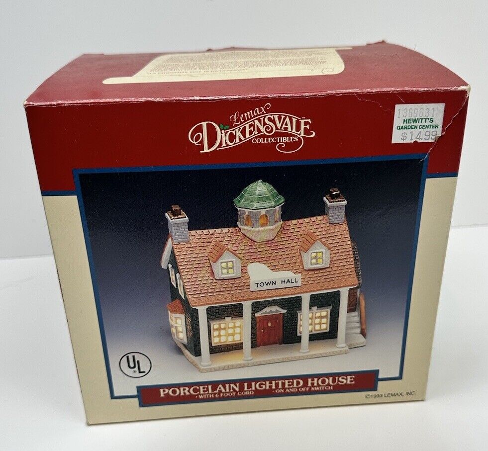 Lemax Dickensvale Christmas Village Porcelain Lighted House Town Hall 1993 35090
