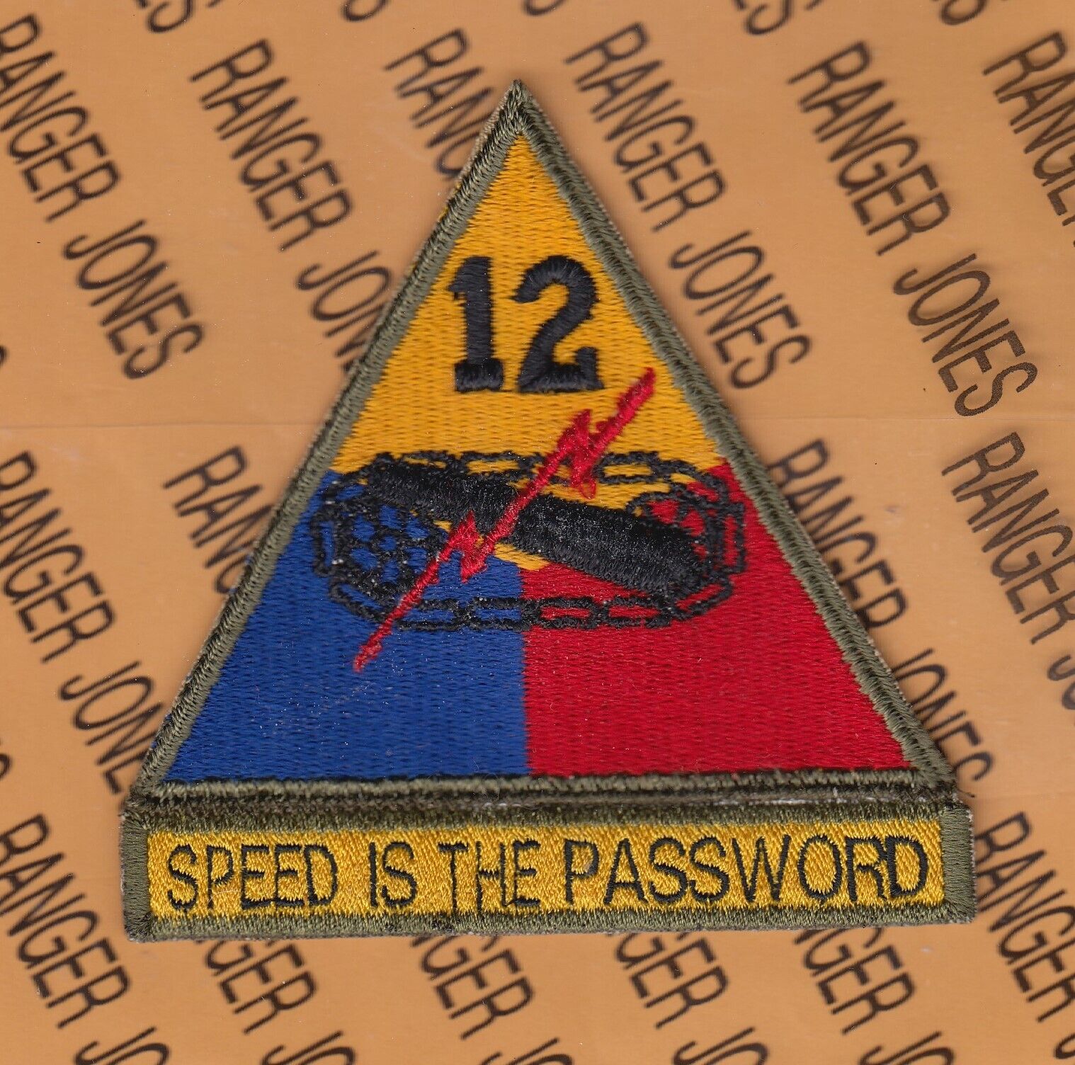 WWII 12th Armored Division SPEED IS THE PASSWORD Armor Tank 4.25\