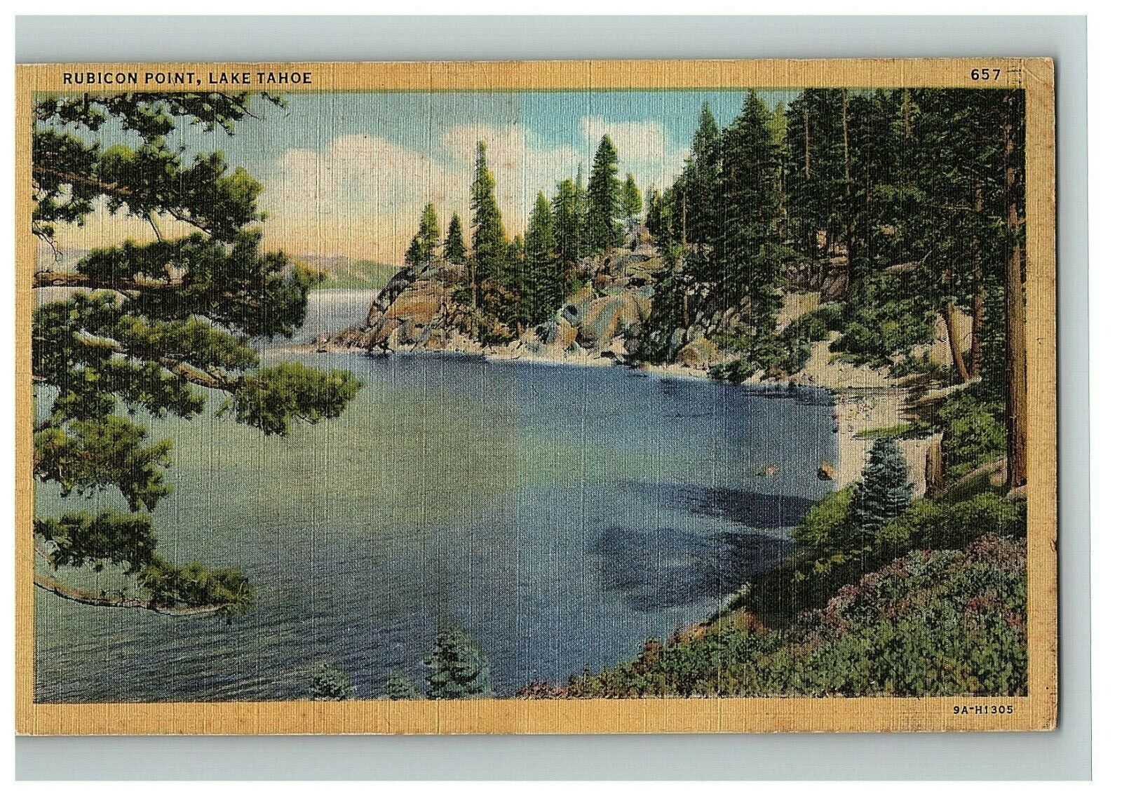 1930-45 Postcard Rubicon Point Southern End Shoreline Beach  Lake Tahoe