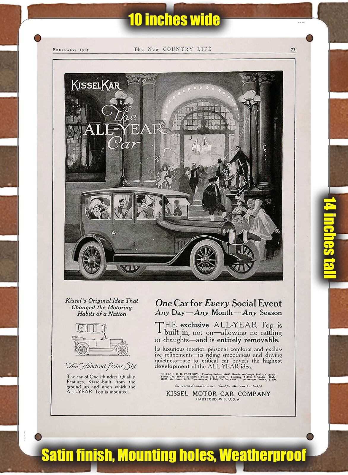 METAL SIGN - 1917 Kissel Vintage Ad 01