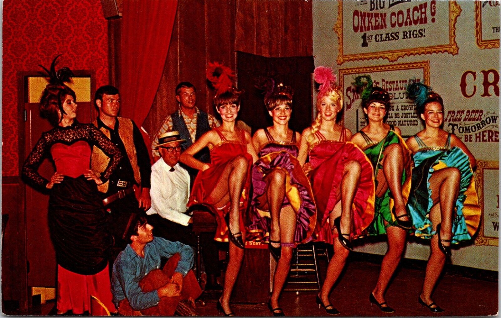 The Crystal Palace Revue Ogallala Nebraska NE Postcard Sexy Dancing Woman Saloon