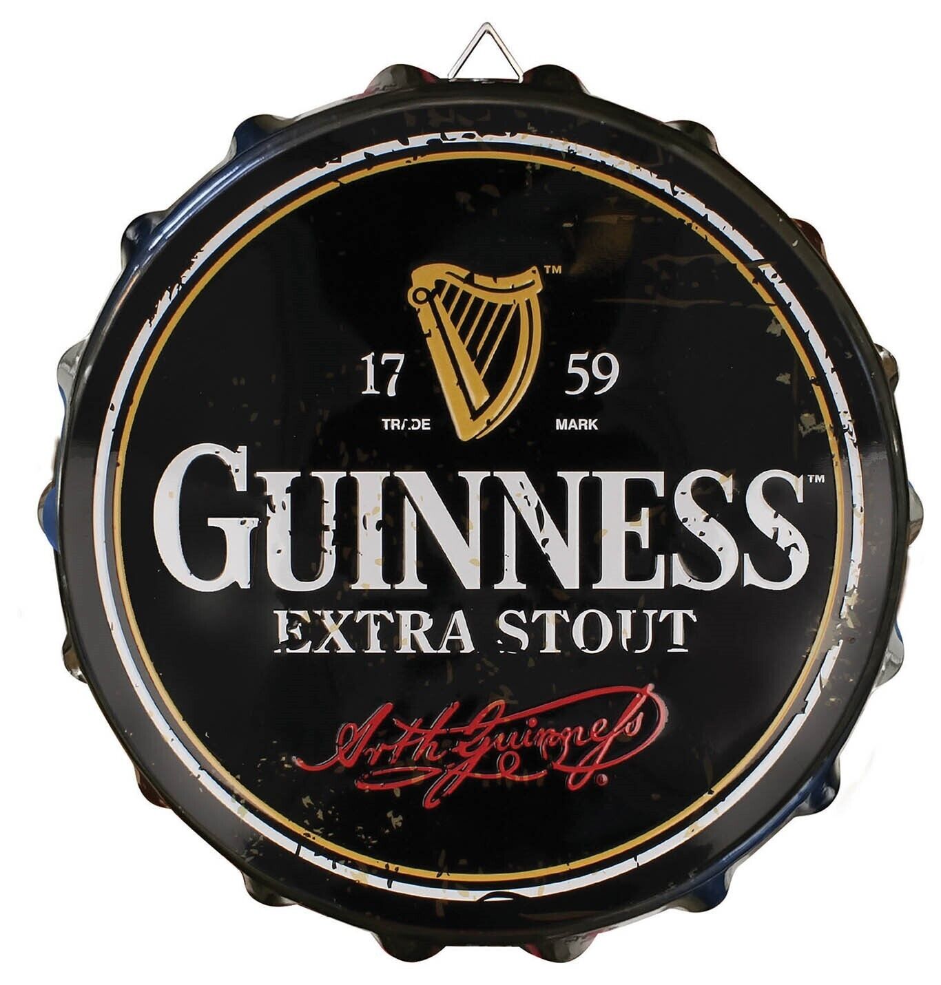 Guinness Extra Stout Bottle Cap Design Metal Tin Sign 11.5 inches Official