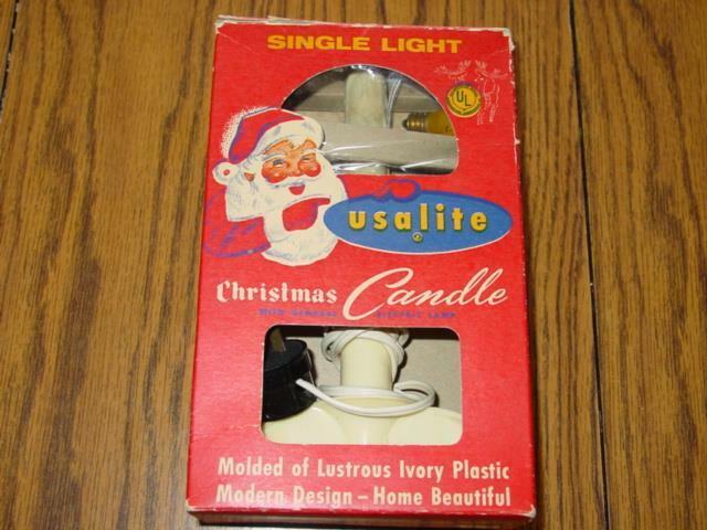 VINTAGE USAlite - Christmas CANDLE - RARE Single Light - Ivory Plastic - IN BOX