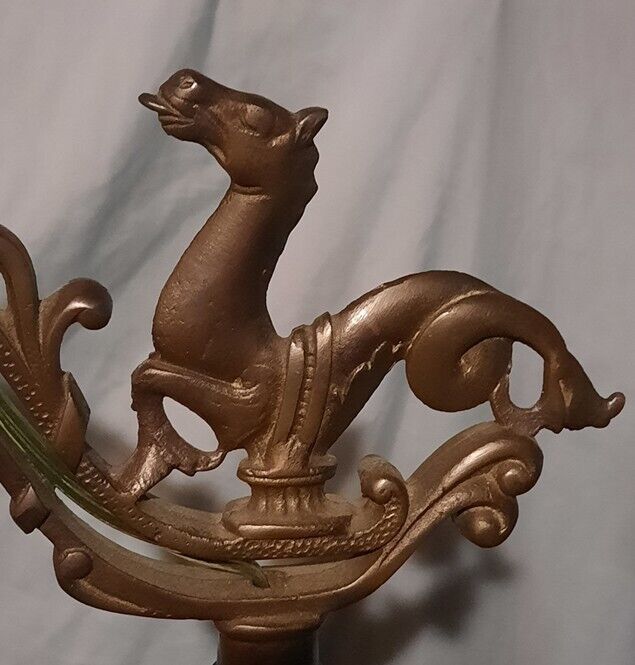 Rare Antique Rembrandt Cast Bronze Hippocampus & Swan Seahorse Bridge Floor Lamp