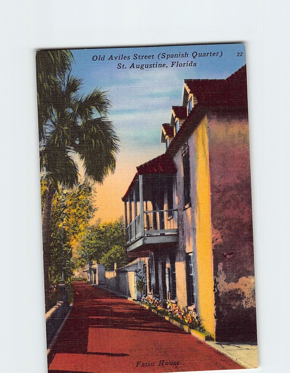 Postcard Fatio House Old Aviles Street (Spanish Quarter) St. Augustine Florida