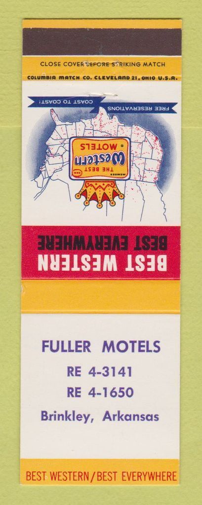 Matchbook Cover - Best Western Fuller Motels Brinkley AR