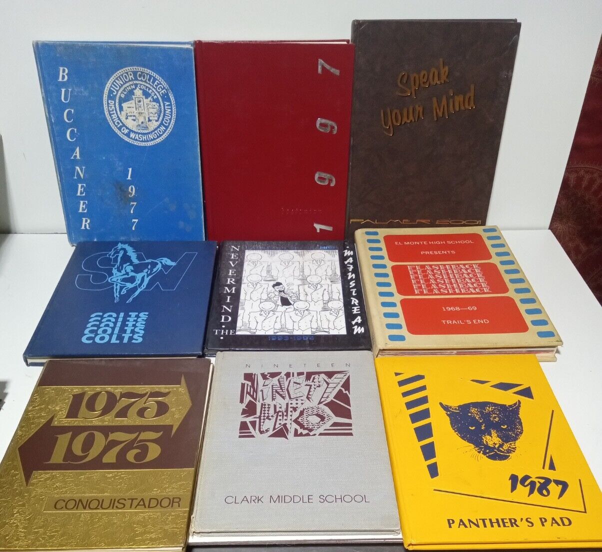(9) Vintage High School Yearbooks - 1975 - 1997