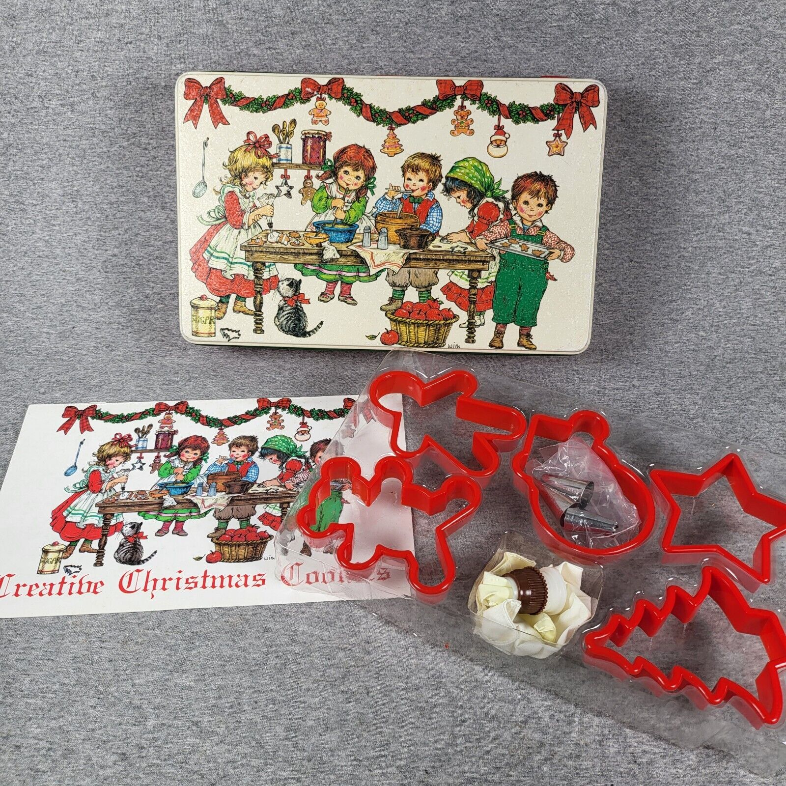 Vintage Potpourri Press Christmas Storage Tin Cookie Cutters GREENSBORO NC