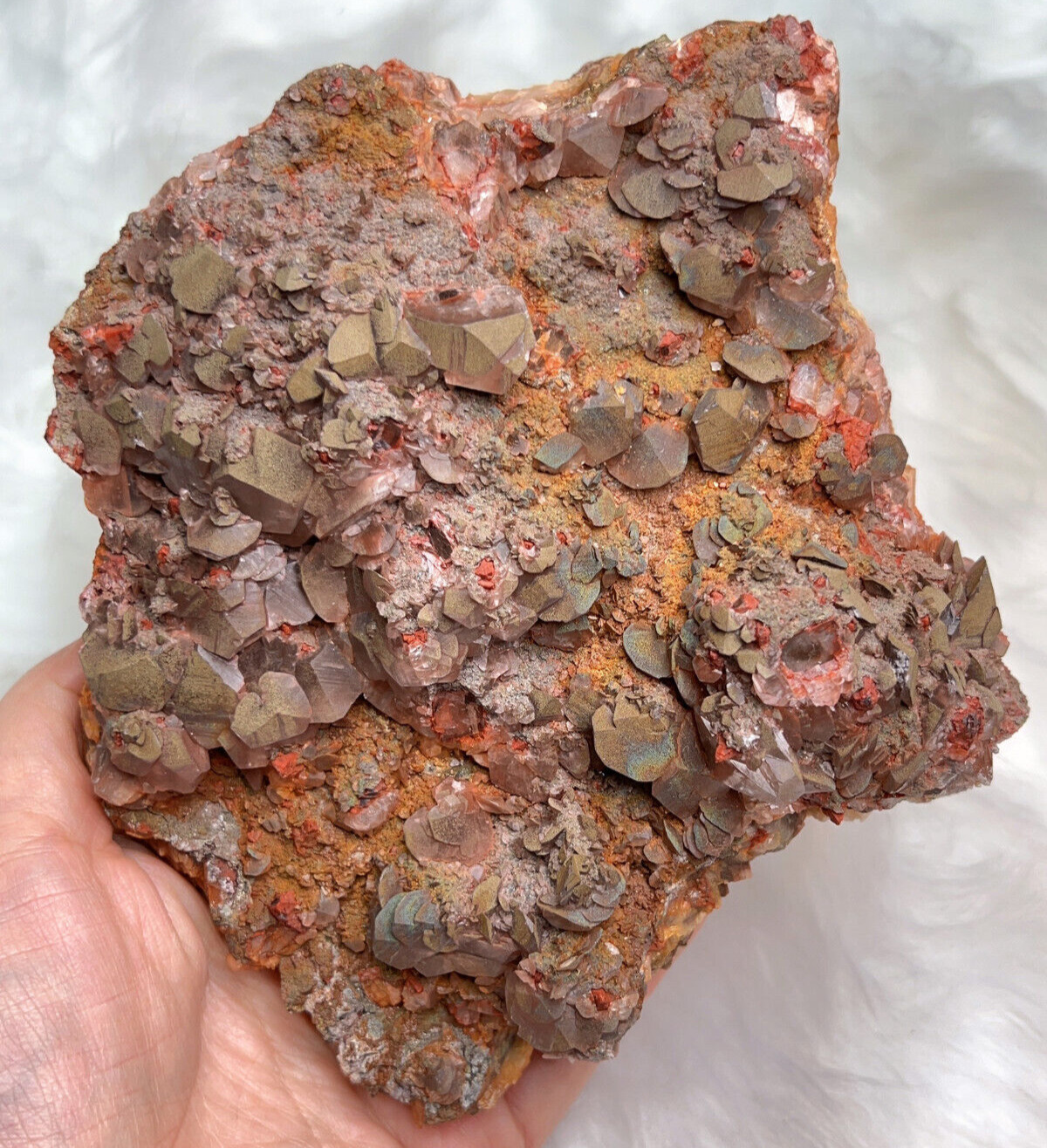 1345g Natural Unique Red Calcite Cluster  QUARTZ Crystal Specimen healing