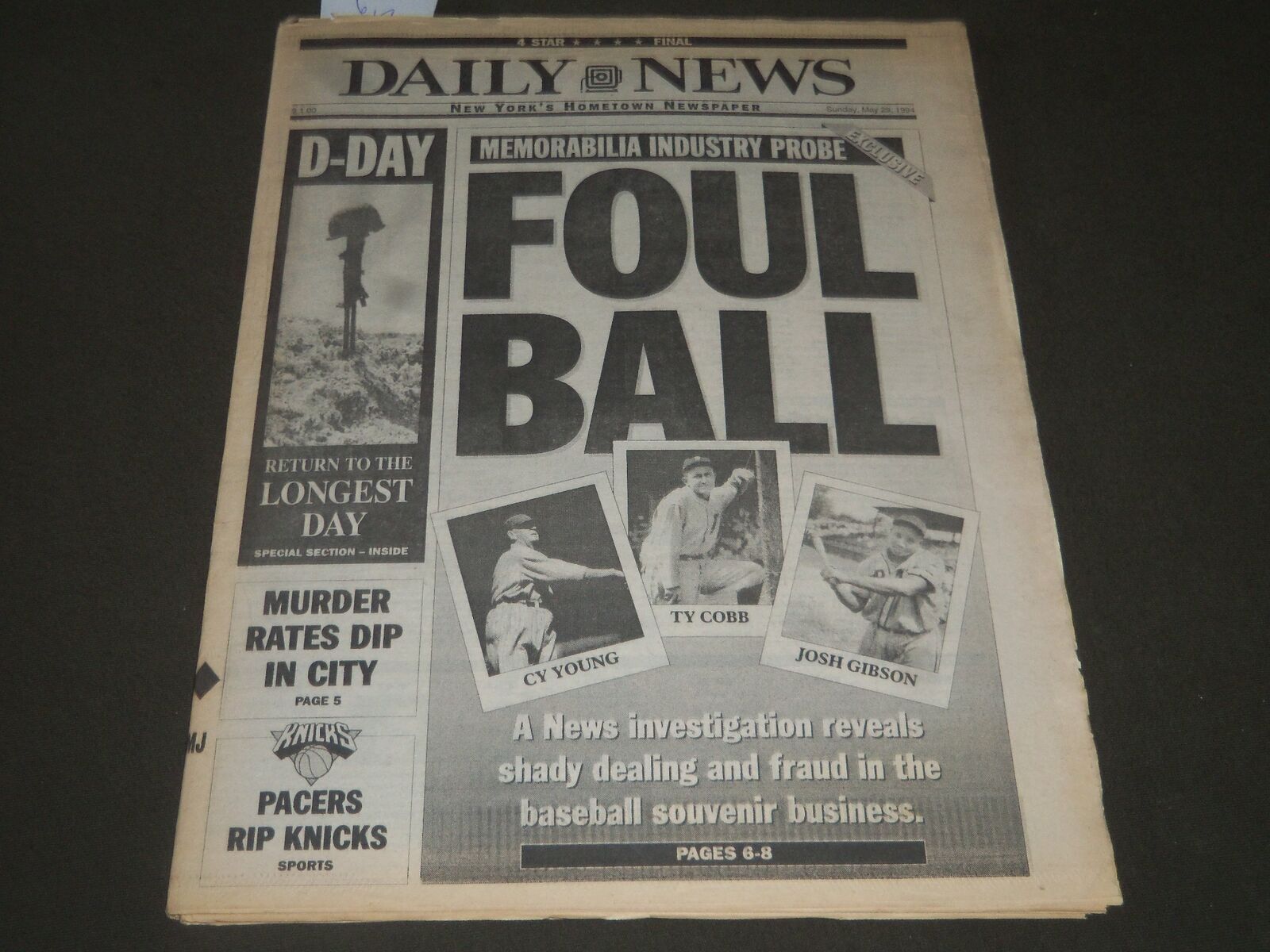 1994 MAY 29 NEW YORK DAILY NEWS -FOUL BALL - MEMORABILLA INDUSTRY PROBE- NP 2612