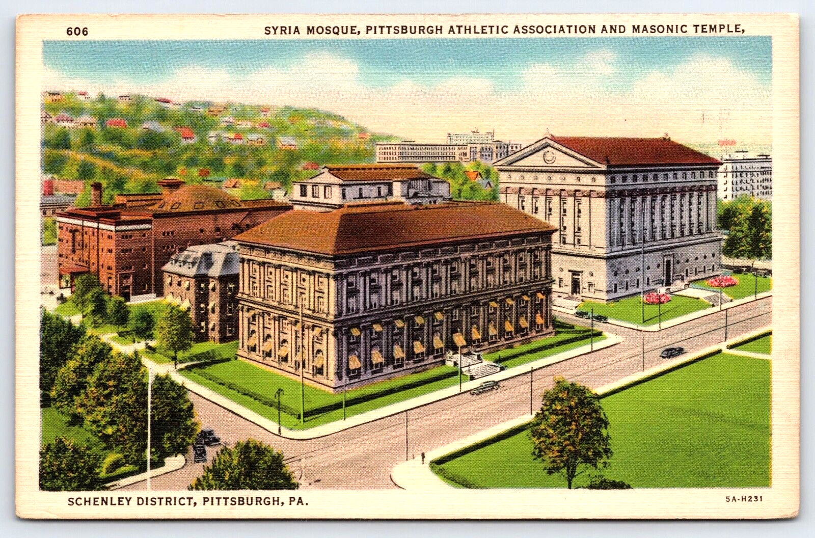 Pittsburgh, Pennsylvania, Syria Mosque, Masonic Temple, Antique Vintage Postcard