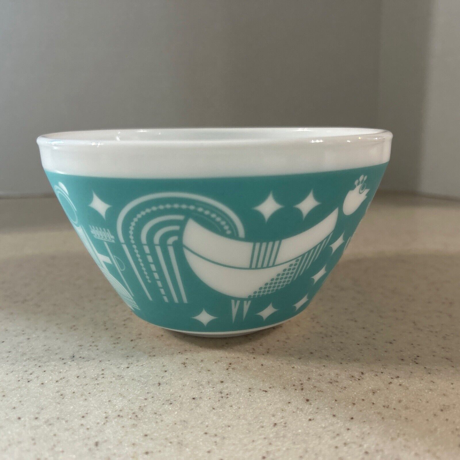 VINTAGE CHARM INSPIRED BY PYREX  3C /.7L TURQUOISE AMISH BUTTERPRINT MIXING BOWL