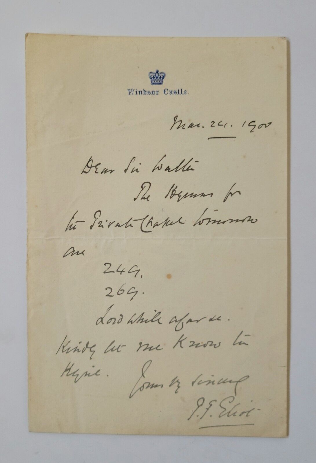 1900 Priest Philip Eliot Windsor Castle Letterhead autograph Royalty ephemera
