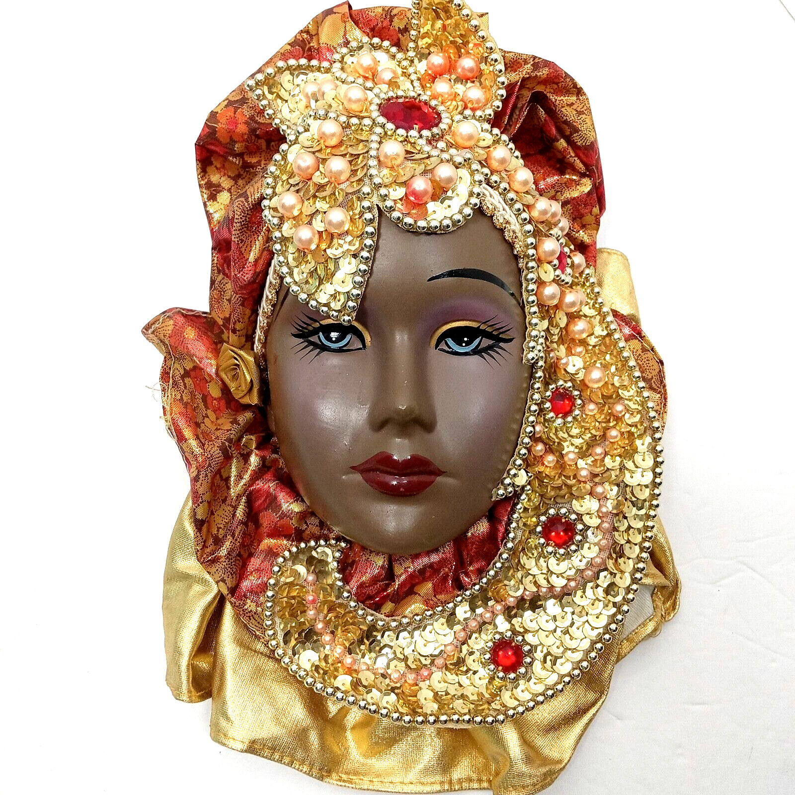 Bejeweled Princess Wall Hanging Womans Face Porcelain Mask